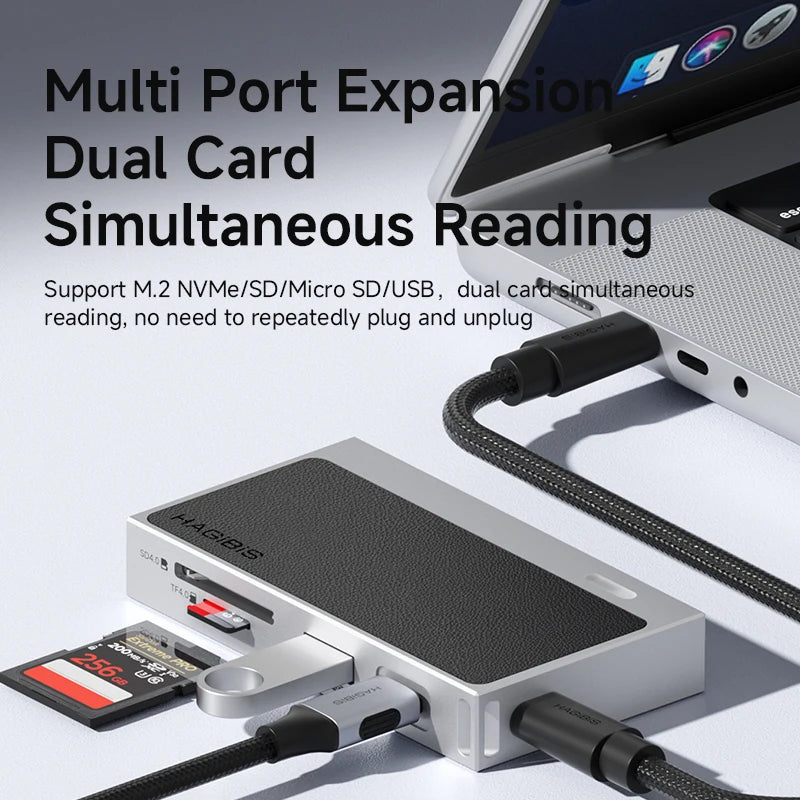 Hagibis Dual-Slot SD/Micro SD Card Reader with M.2 NVMe Support