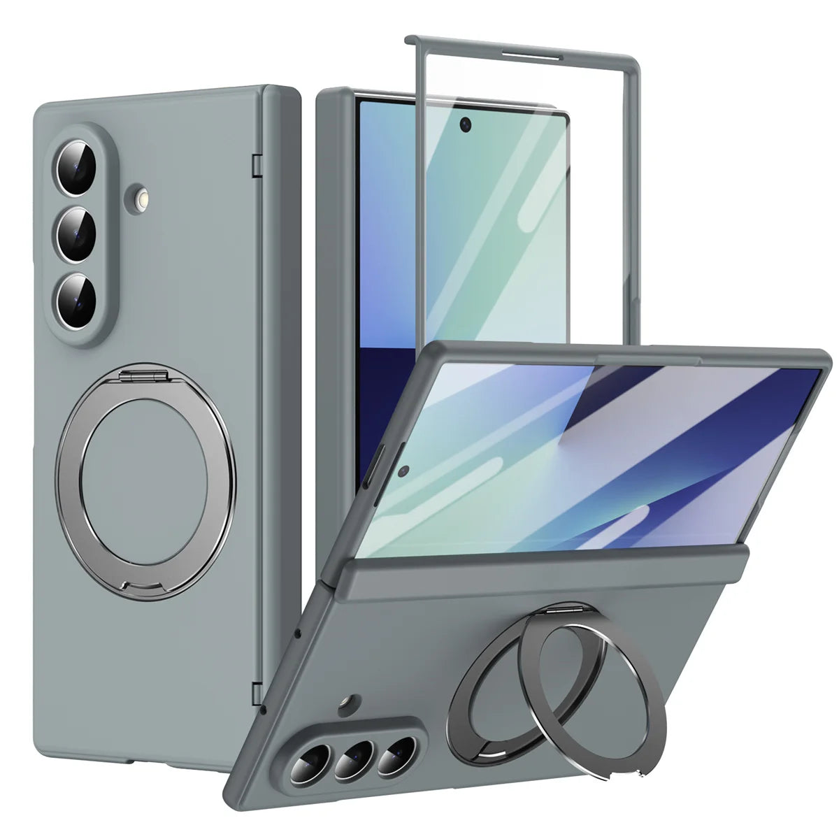 Samsung Galaxy Z Fold 6 Protective Case with 360 Degree Rotating Ring Holder