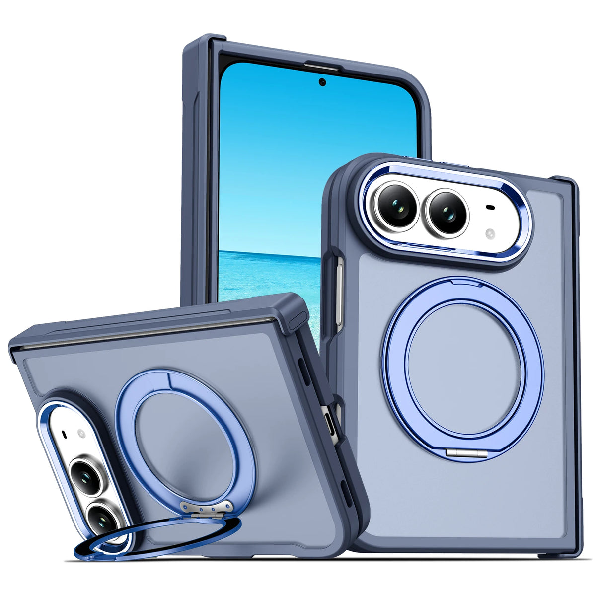 Shockproof MagSafe Case with 360° Rotating Ring Stand for iPhone Duo