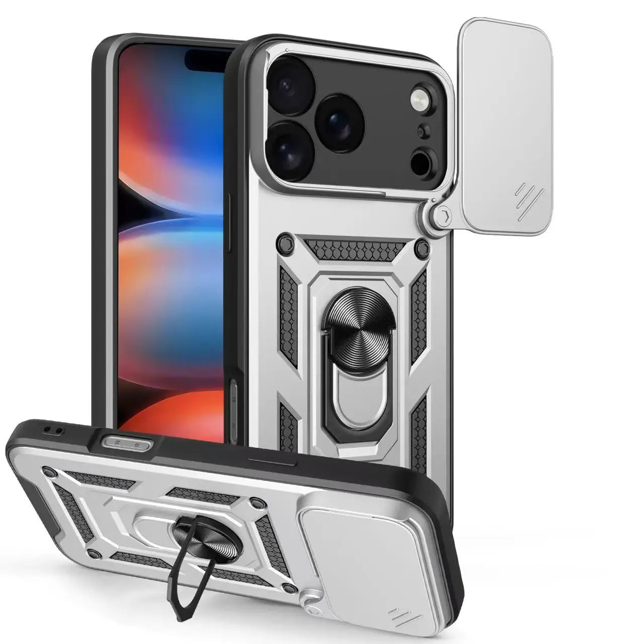 Shockproof Armor Case with Sliding Lens Cover for iPhone 17 Series