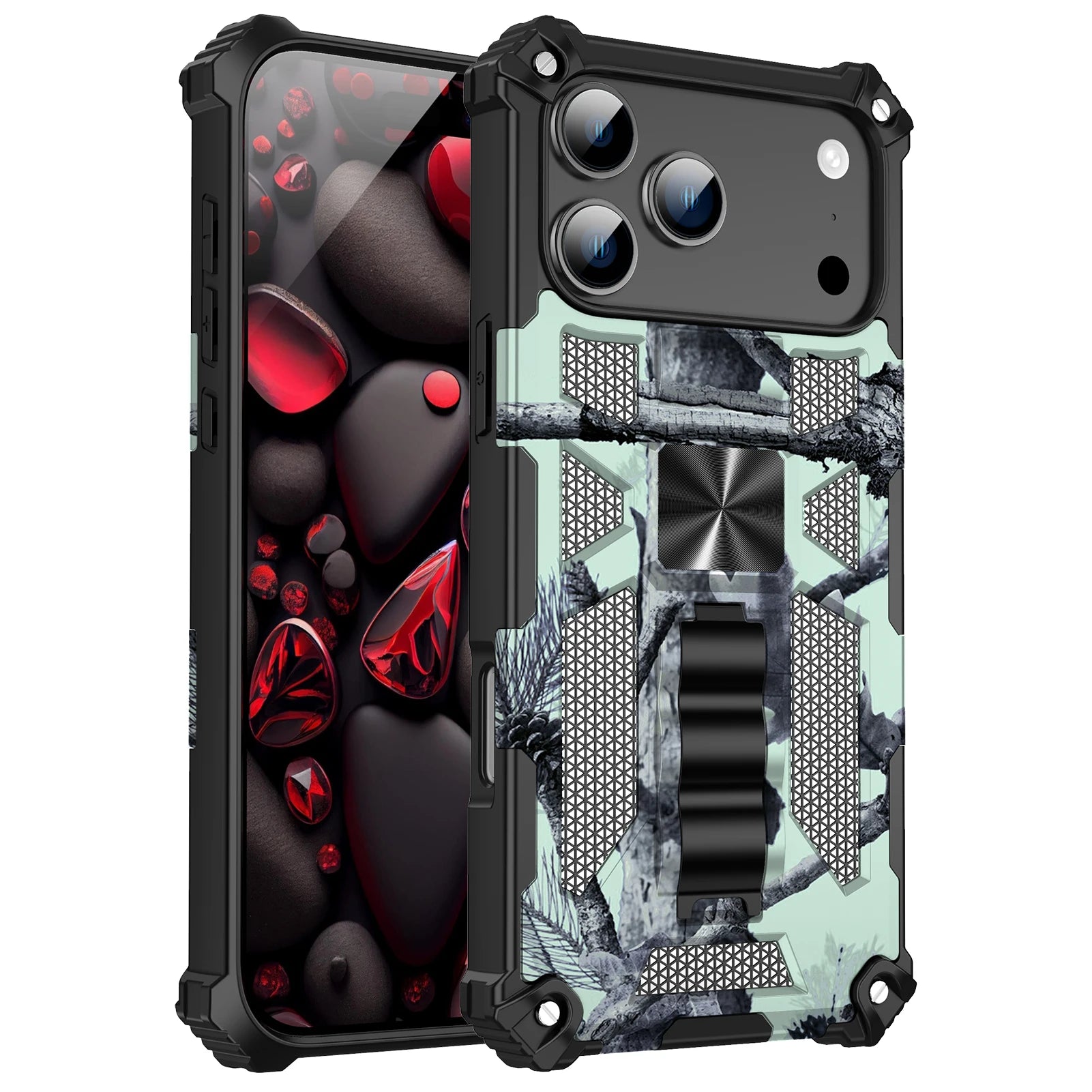 Shockproof Military Camouflage TPU Magnetic Armor Case for iPhone 17 Series