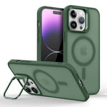 Shockproof Matte MagSafe Case with Metal Lens Stand for iPhone 15 Series