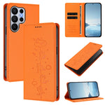 Cute Cat Embossed Leather Wallet Case for Samsung Galaxy S26 Series