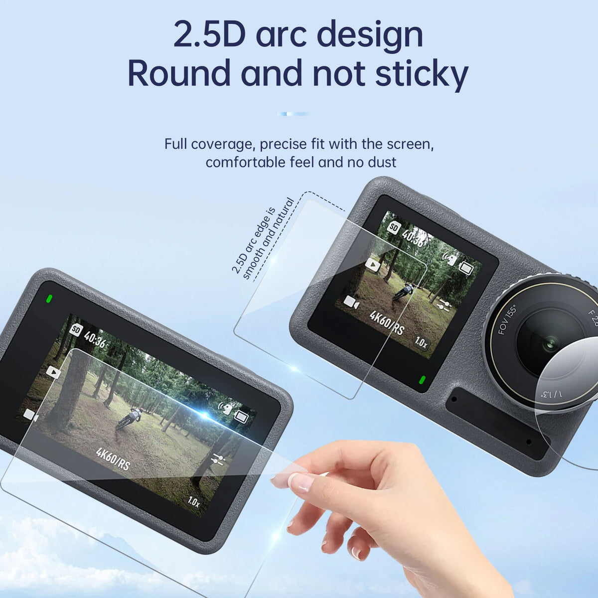 TELESIN HD Tempered Glass Screen Protector and Lens Protective Film for DJI Osmo Action 5 Pro