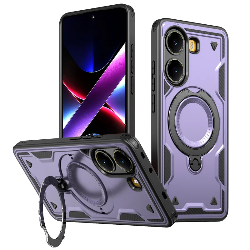 Shockproof Magnetic Hard PC + Soft TPU Case with Ring Stand for Xiaomi Redmi Turbo 4