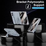 Silicone Wristband Stand Case with Tempered Glass Back for Samsung Galaxy Z Fold 8