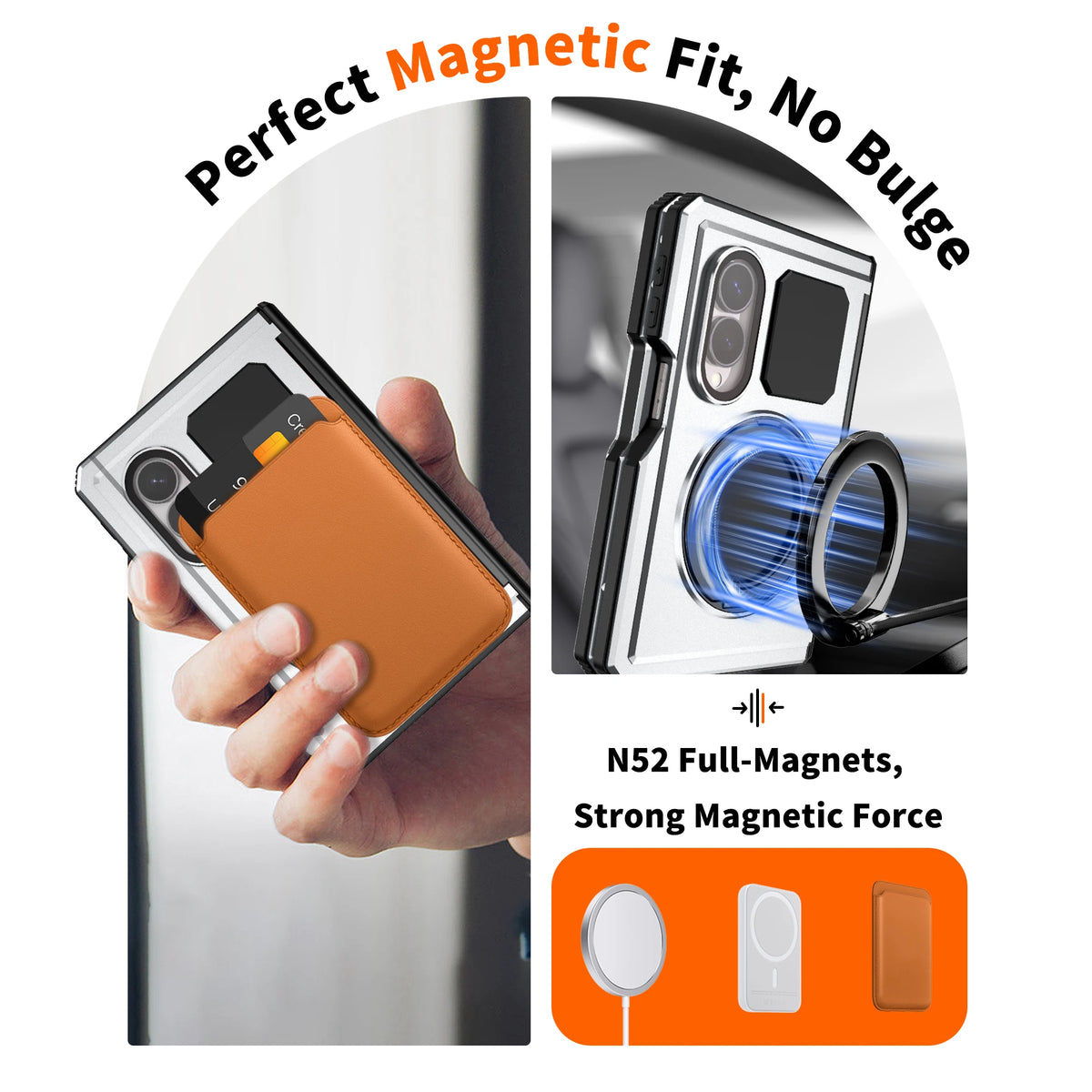 Shockproof Aluminum Bumper Case with 360° Rotating Ring Kickstand for Samsung Galaxy Z Fold 8