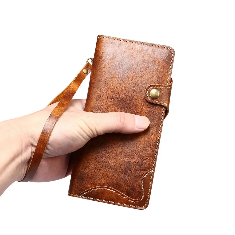 Genuine Leather Book Case Flip Case with Strap for Samsung Galaxy S26 Series