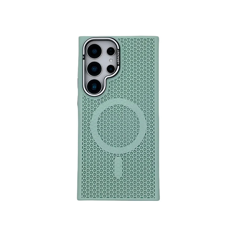 Honeycomb Grid Mesh Cooling Magnetic Phone Case with Lens Protector for Samsung Galaxy S24 Series