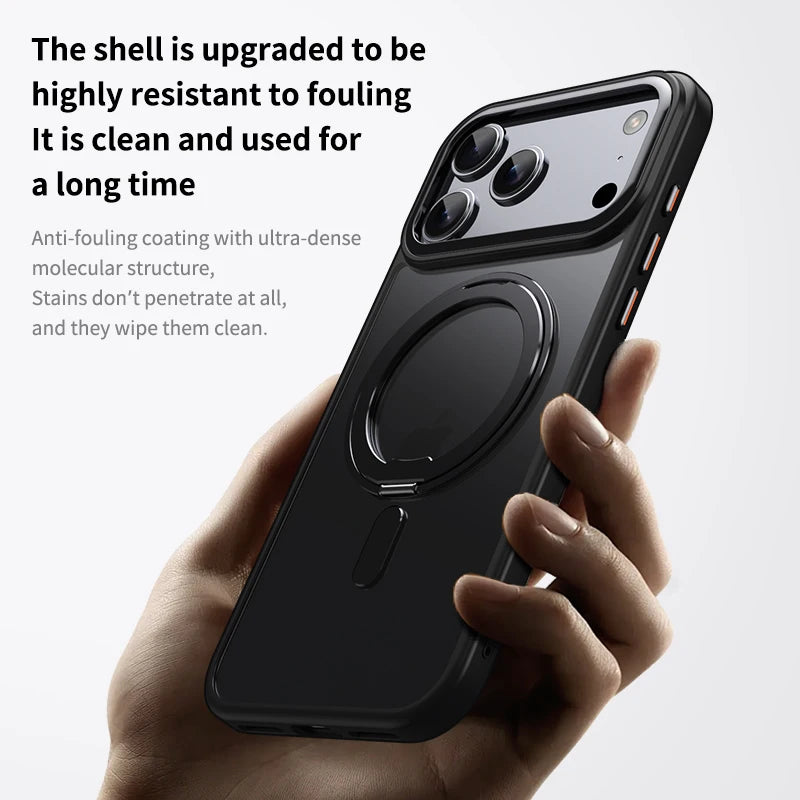 MagSafe Compatible Transparent Case with 360° Kickstand for iPhone 17 Series
