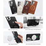 Shockproof Leather Case with 360° Rotating Magnetic Kickstand for Samsung Galaxy S25 Series