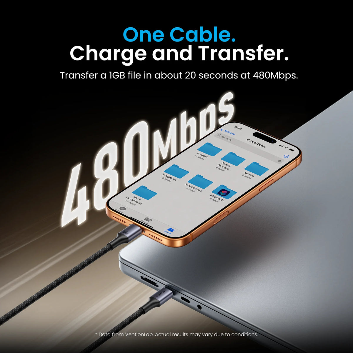 Vention 100W USB-C Braided Fast Charging Cable