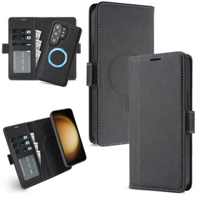 PU Leather Detachable 2-In-1 Flip Wallet Case with Magnetic Alignment Ring for Samsung Galaxy S26 Series