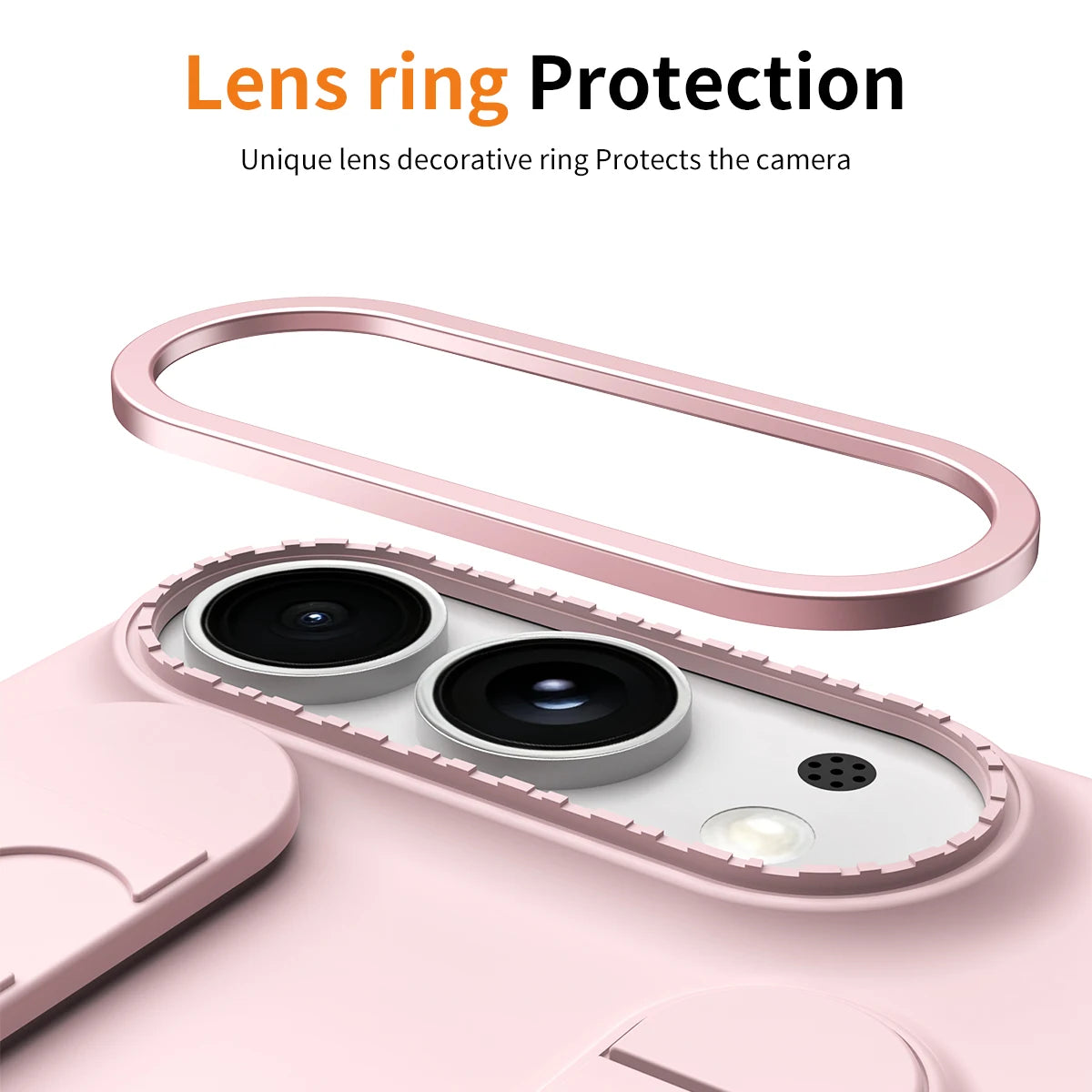 Soft-Touch Silicone Kickstand Case with Integrated Finger Ring Strap for iPhone Duo