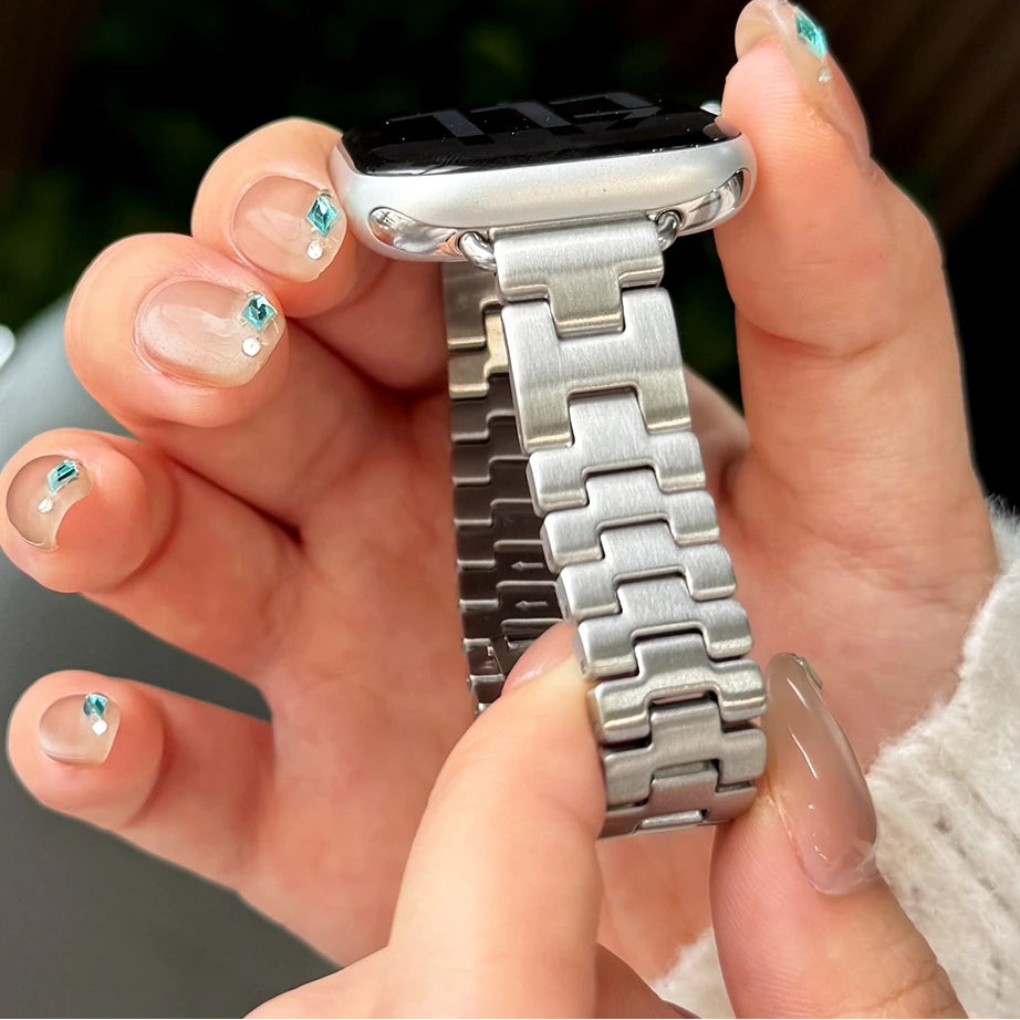 Stainless Steel Slim Band with Butterfly Clasp for Apple Watch