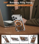 Shockproof Wooden MagSafe Case with 360° Kickstand Ring for iPhone 17 Pro & Pro Max