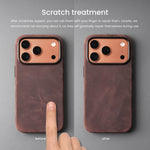 Crazy Horse Leather MagSafe Case with Raised Camera Ring for iPhone 17 Series