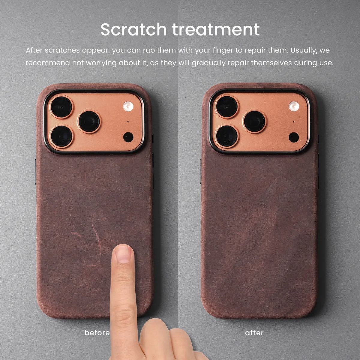 Crazy Horse Leather MagSafe Case with Raised Camera Ring for iPhone 17 Series