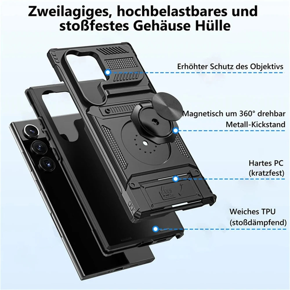 Samsung Galaxy A56 Shockproof Case with Magnetic Rotating Ring Stand & Wallet Cover
