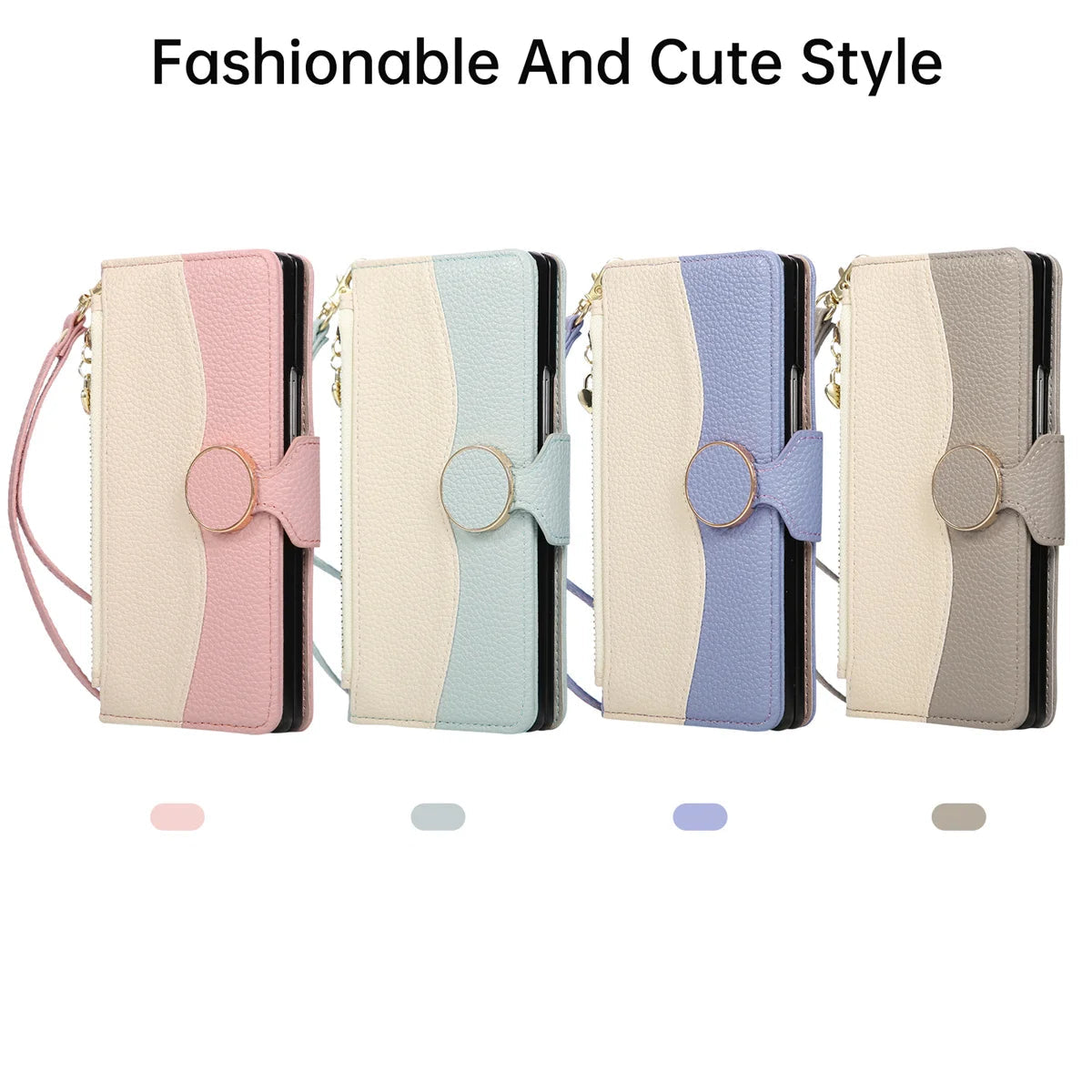 Two-Tone Leather Crossbody Wallet Case for Samsung Galaxy Z Fold 7