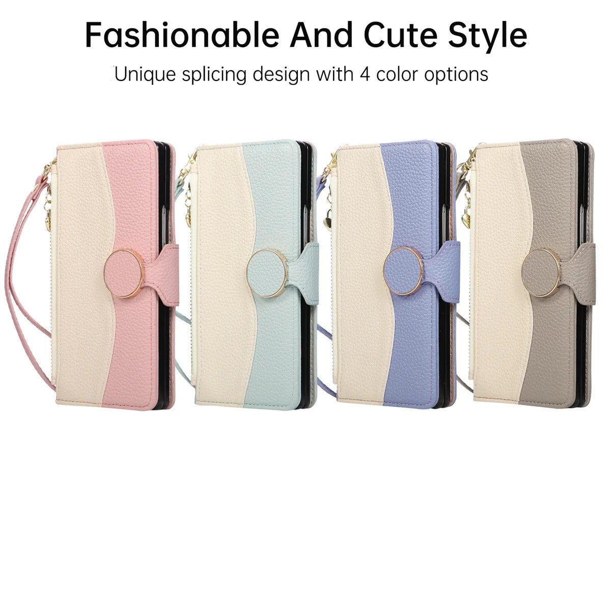 Two-Tone Leather Crossbody Wallet Case for Samsung Galaxy Z Fold 6