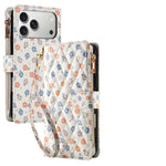 Embossed Leather Crossbody Wallet Case with Zipper Card Slot for iPhone 17 Series