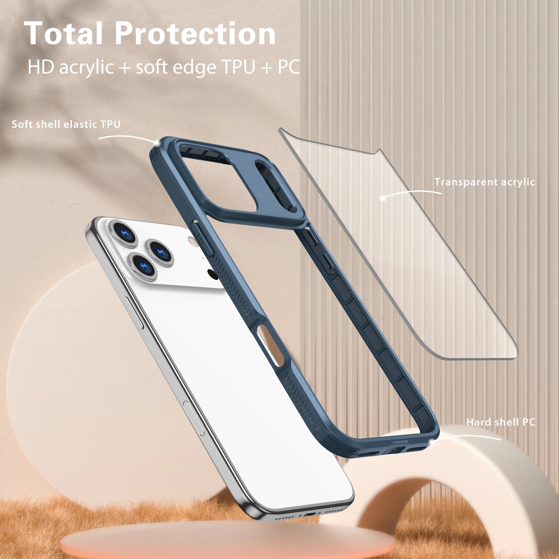 Hybrid Hard PC + TPU Transparent Shockproof Case for iPhone 17 Series
