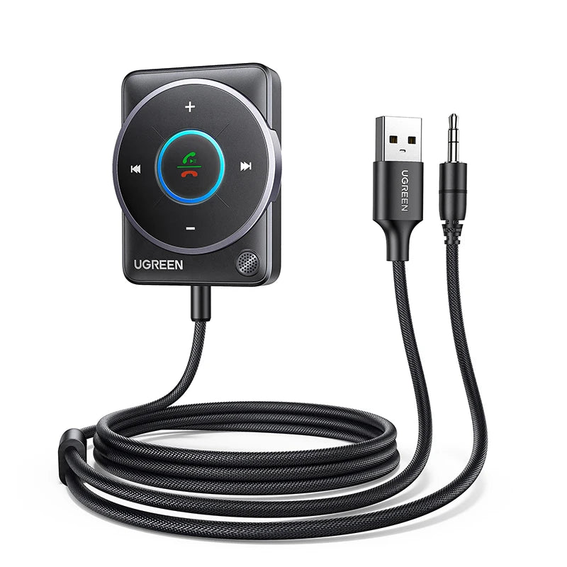 UGREEN Bluetooth 5.4 Car Receiver Adapter with Microphones and Noise Cancellation