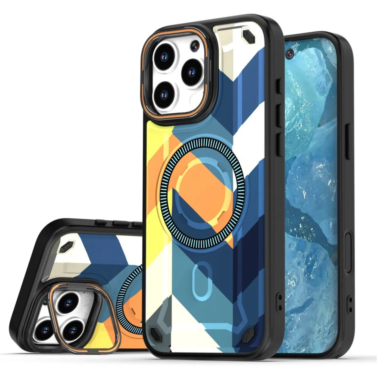 iPhone 16 Series Military Camouflage MagSafe Case with Metal Lens Stand