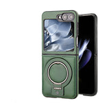 Shockproof Luxury Leather Magnetic Case with Ring Bracket for Samsung Galaxy Z Flip 6