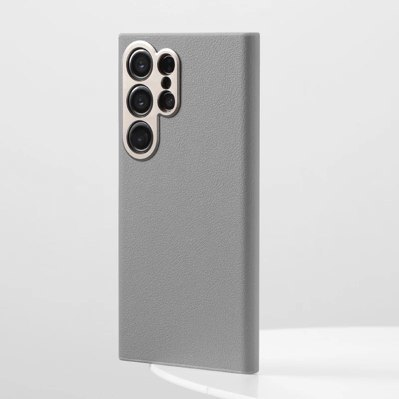 Elegant Magnetic Leather Case with Alloy Camera Cover for Samsung Galaxy S24 Series