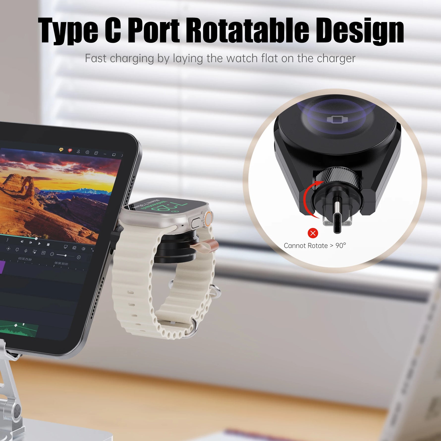 2-in-1 Portable Magnetic Wireless Charger for Apple Watch