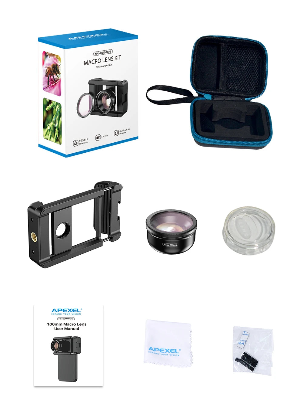 APEXEL Upgraded 4K HD Macro Lens 100mm with CPL Filter
