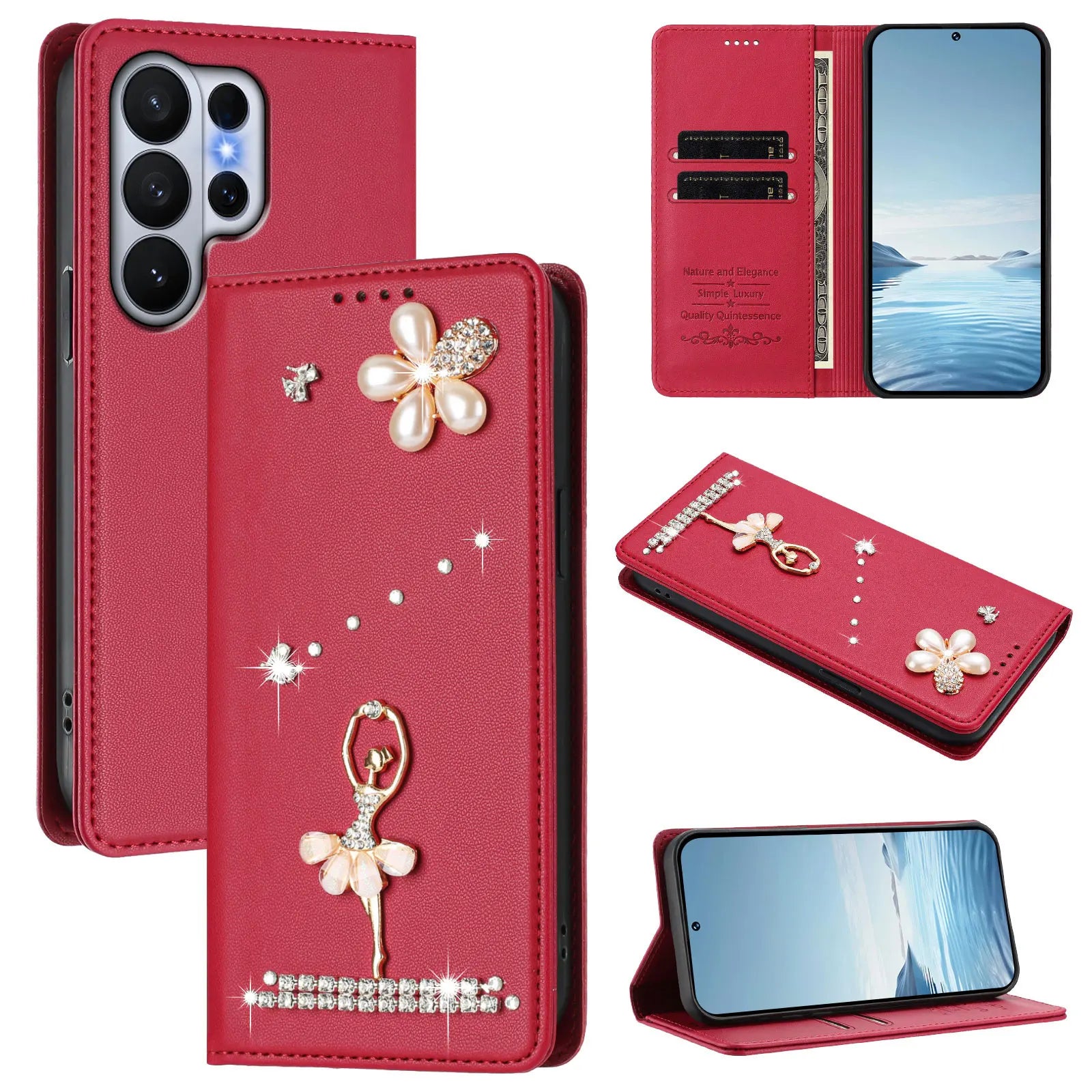 Diamond Pattern Leather Flip Wallet Case with Card Slots for Samsung Galaxy S26 Series