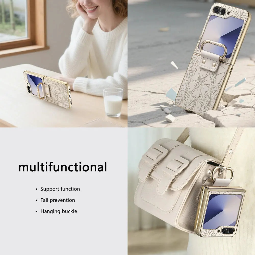 Embossed Leather Protective Case for Samsung Galaxy Z Flip 5