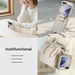 Embossed Leather Protective Case with Ring Stand for Samsung Galaxy Z Flip 6
