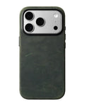 Crazy Horse Leather MagSafe Case with Raised Camera Ring for iPhone 17 Series