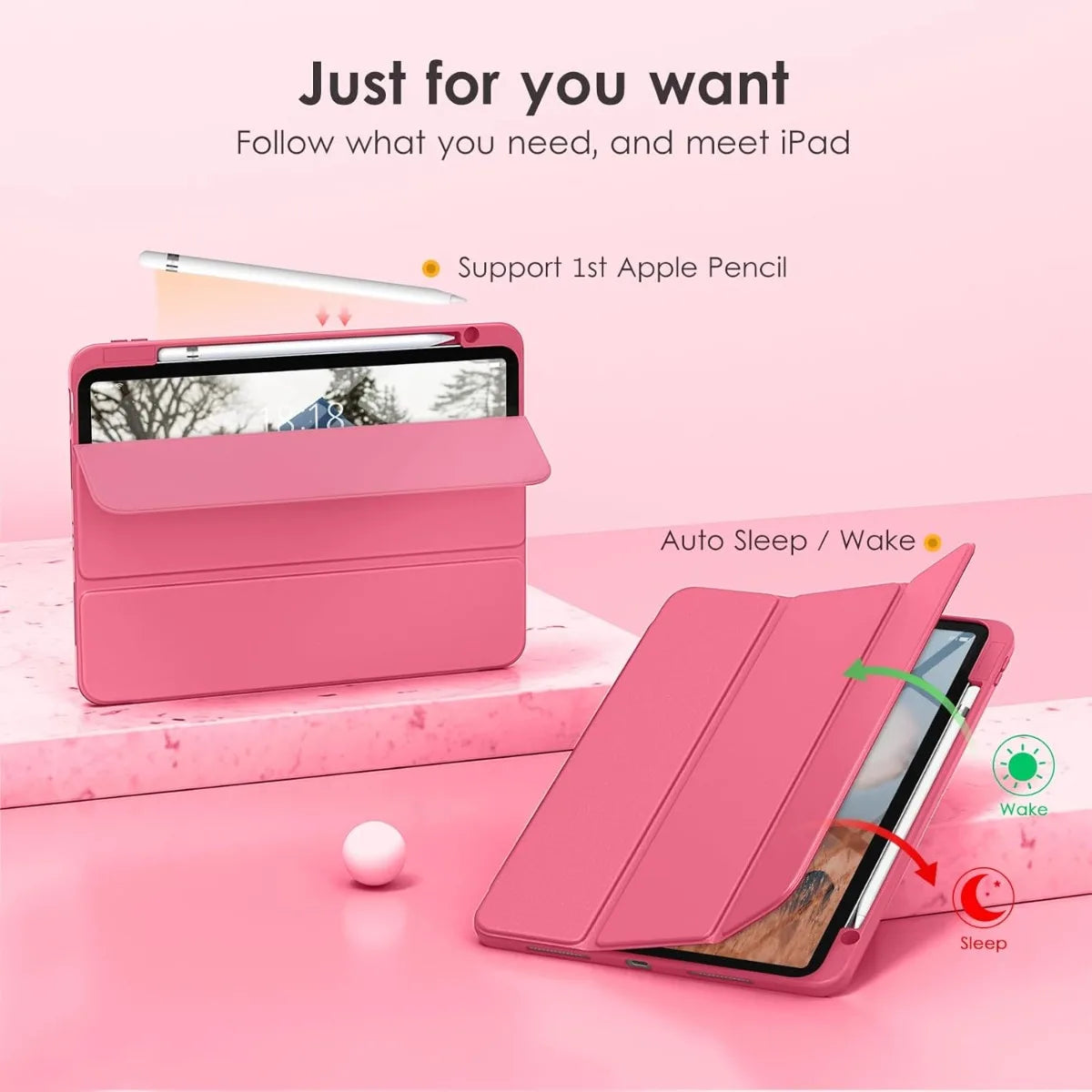 Transparent Magnetic Auto Sleep/Wake Case with Apple Pencil Holder for iPad Air M2 (2024)