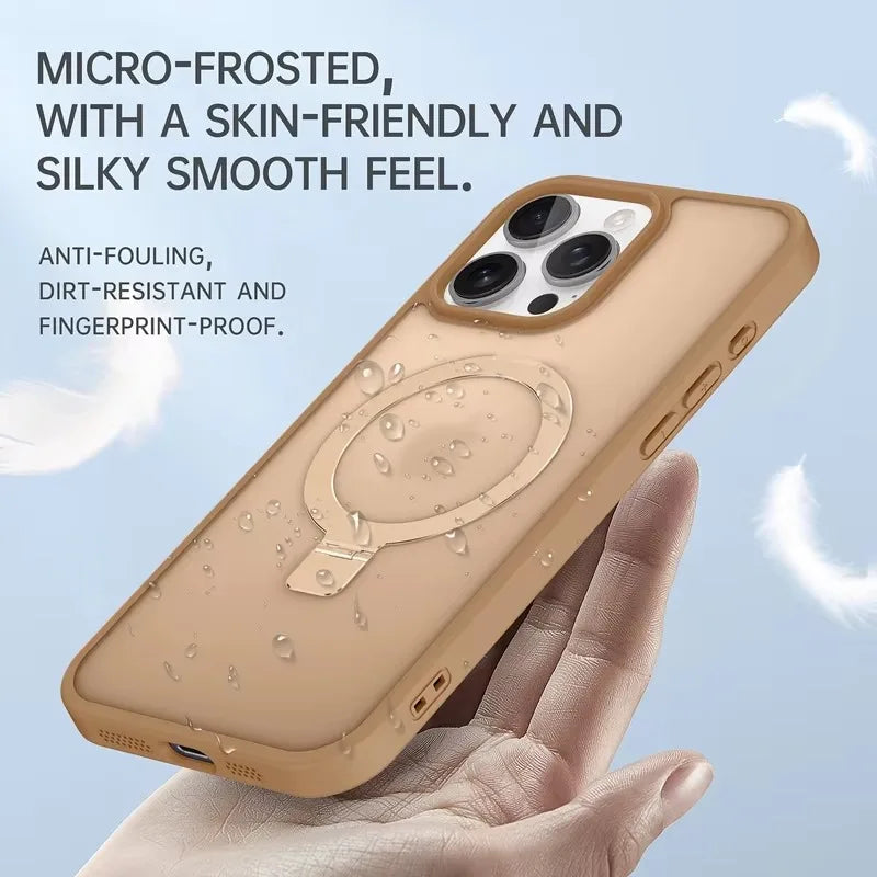 Shockproof Translucent Matte MagSafe Case with Invisible Stand for iPhone 15 Series