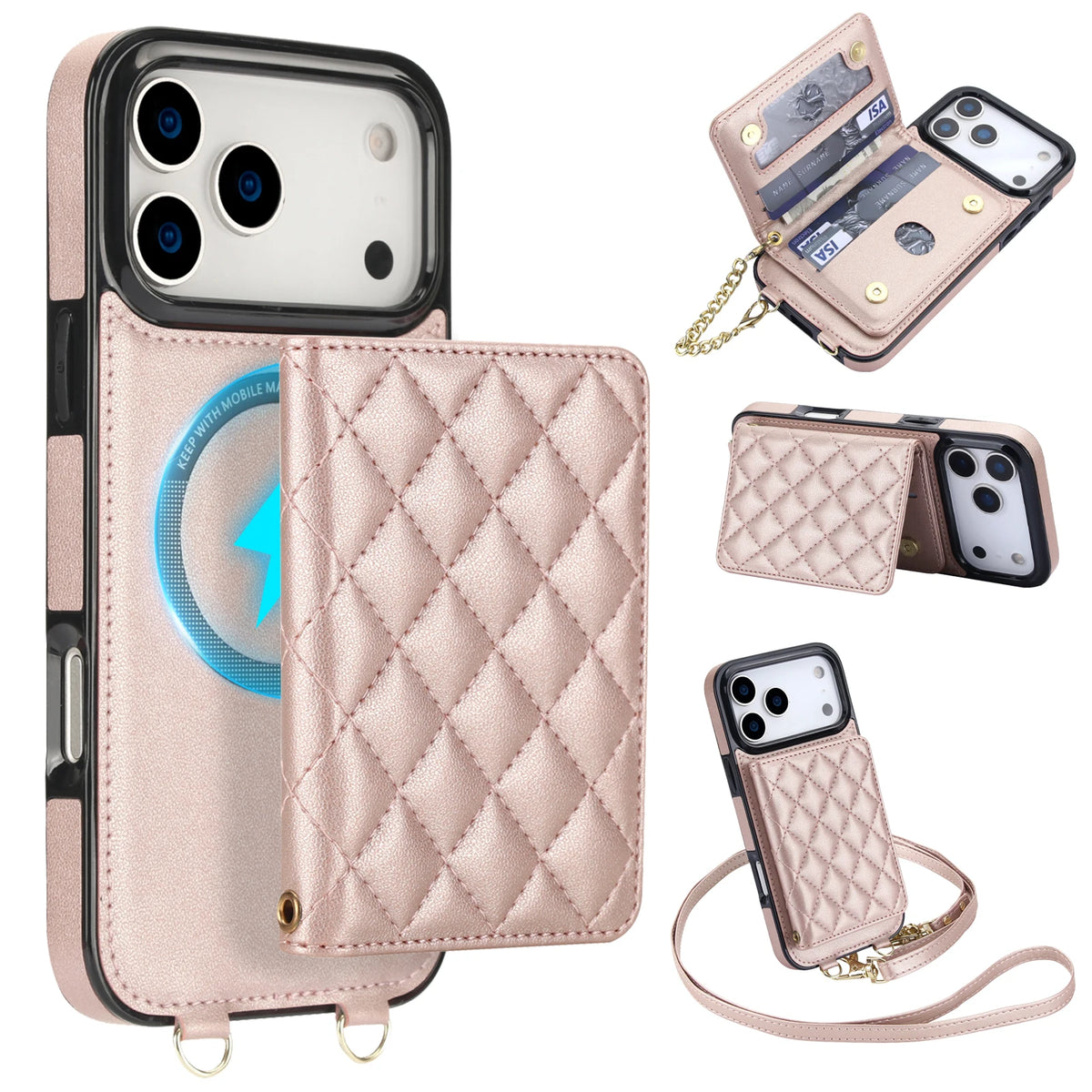 2-in-1 Detachable MagSafe Wallet Case with Crossbody Strap for iPhone 18 Series