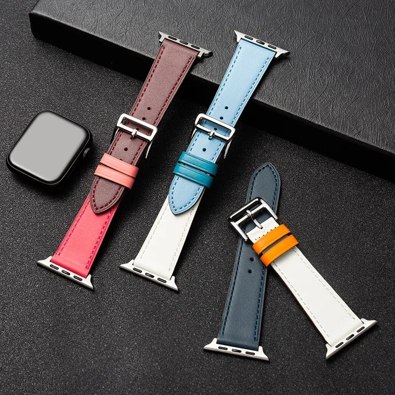 Premium Classic Leather Watch Strap for Apple Watch