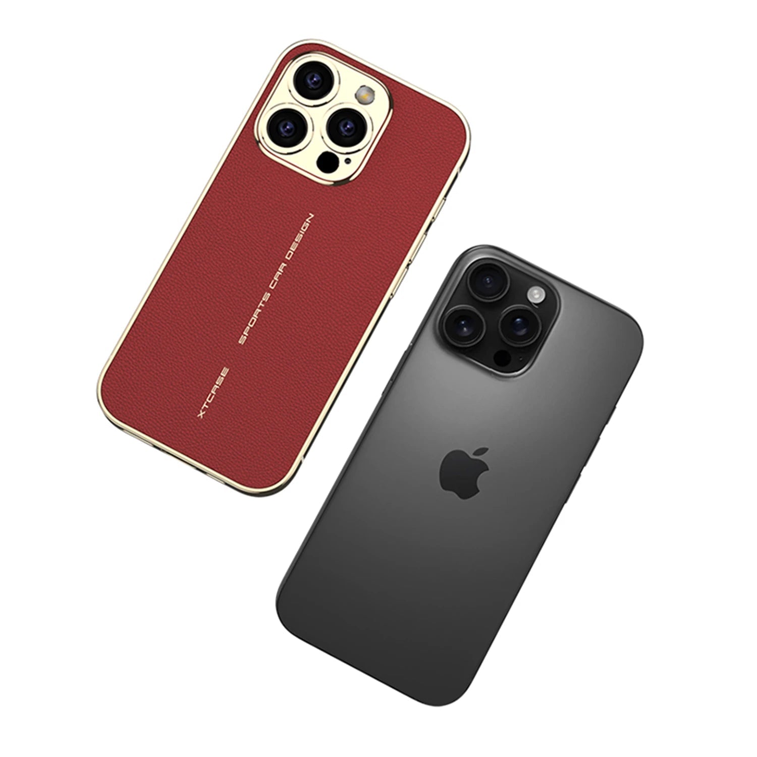 Luxury Plated Leather Shockproof Case with Full Lens Protection for iPhone 16 Series