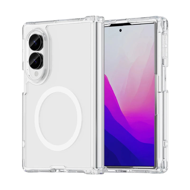 Transparent Anti-Fingerprint Case with Magnetic Ring for Samsung Galaxy Z Fold 8