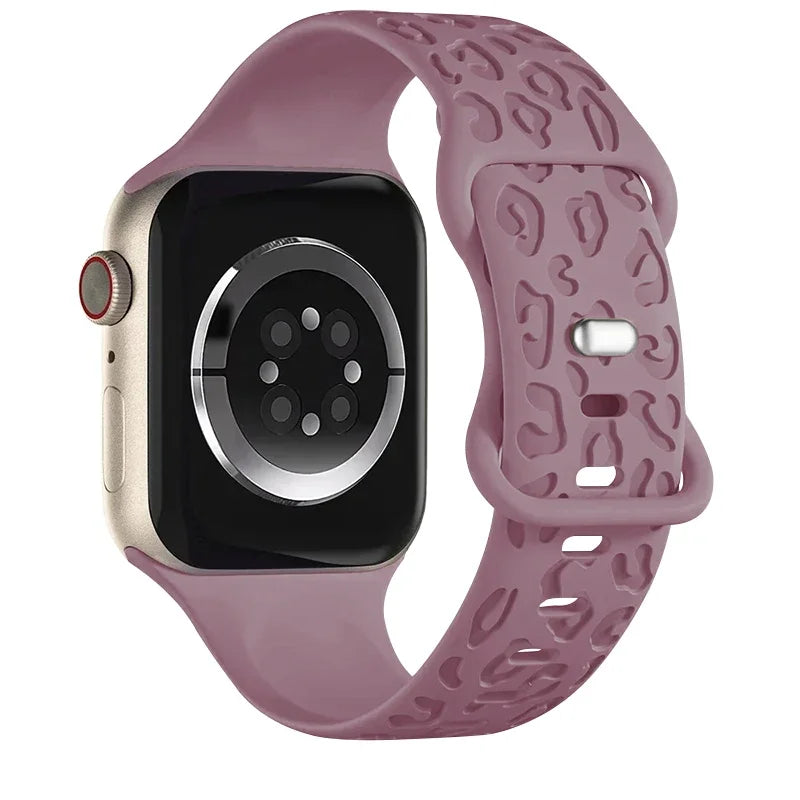 Leopard Pattern Engraved Silicone Sport Band for Apple Watch