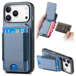 Carbon Fiber Design Vertical Flip Phone Holder Wallet Case for iPhone 17 Series