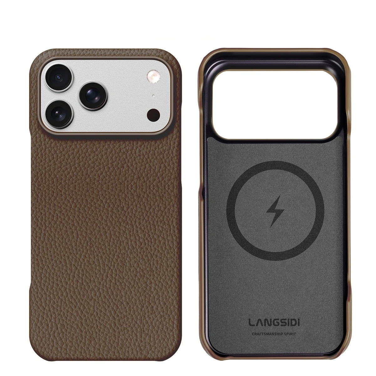Lychee Leather MagSafe Case with Raised Lens Protection for iPhone 17 Series