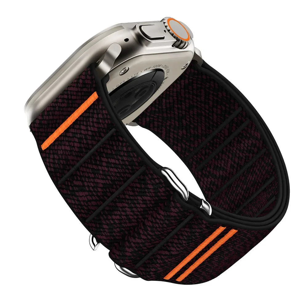 Woven Nylon Loop Closure Band with Shaped Buckle for Apple Watch