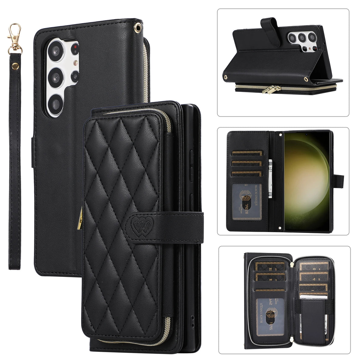 Premium Quilted Leather Crossbody Wallet Case for Samsung Galaxy S26 Series