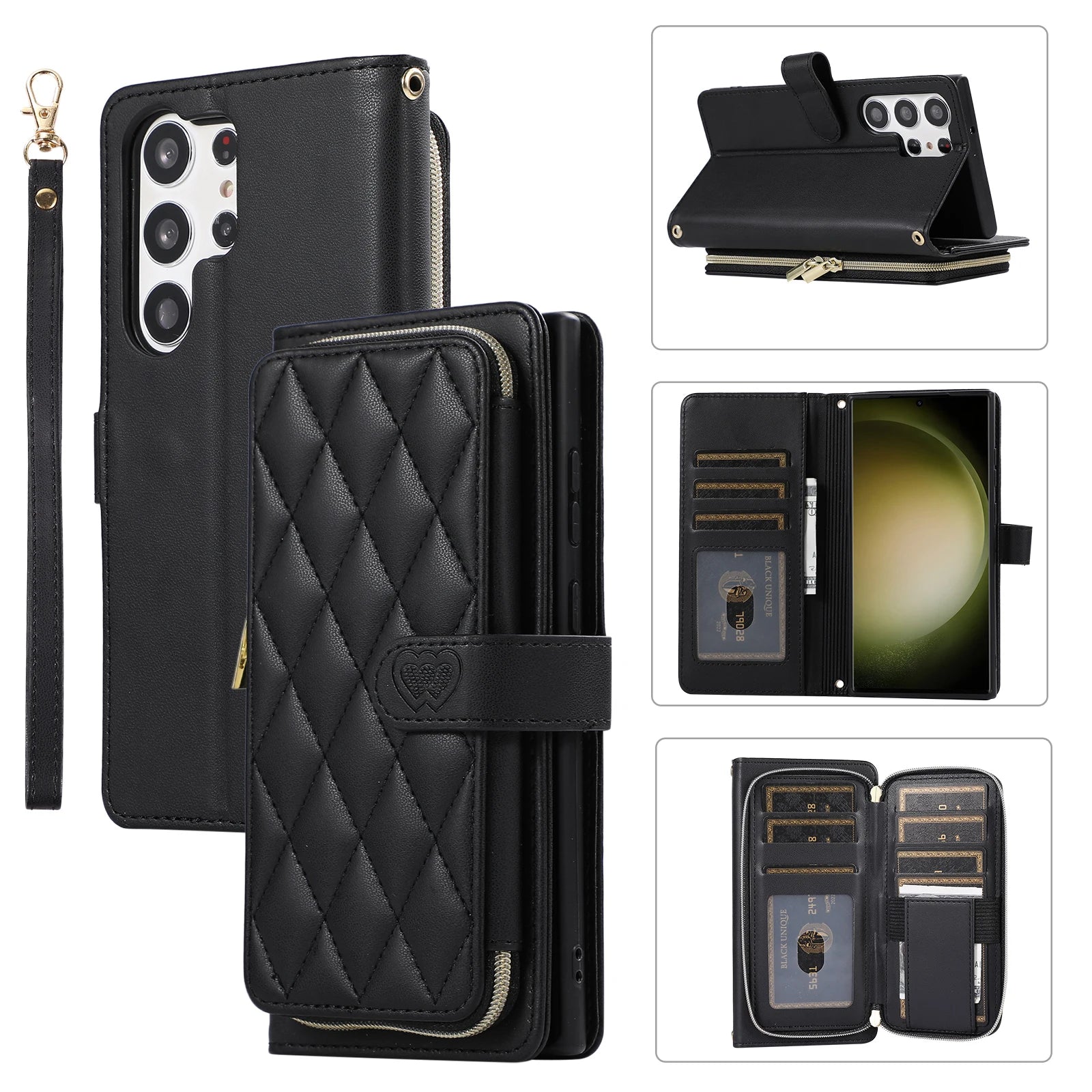 Premium Quilted Leather Crossbody Wallet Case for Samsung Galaxy S26 Series