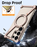 Samsung Galaxy S24 Ultra Frameless Metal Case with 360° Rotating Stand